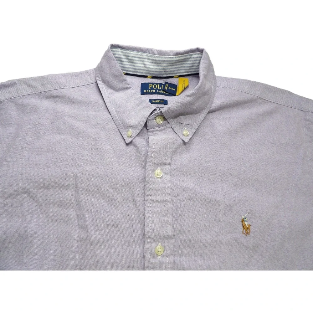 Polo Ralph Lauren Men XL Purple Oxford OCBD Shirt Cotton Button Down Flesh Pony